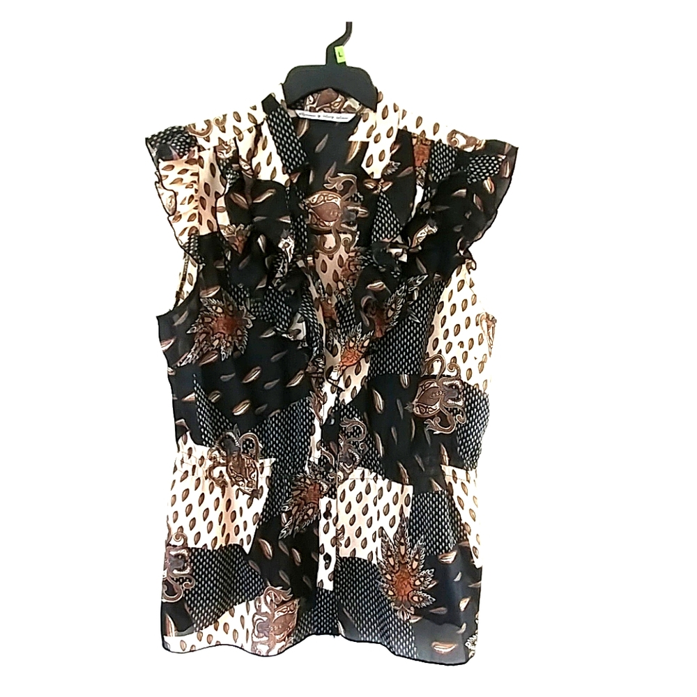 🥀 Black and Tan Blouse| Signature by Larry Lavine